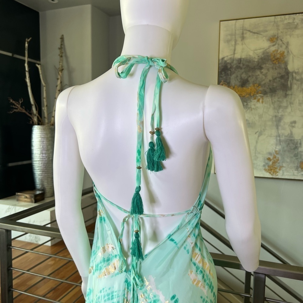 Metallic Print Halter Maxi Dress - Picture 11 of 14